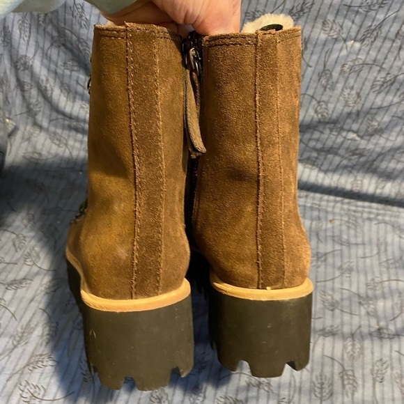 All Black suede and faux shearling hiking boots size 38 - Picture 9 of 9